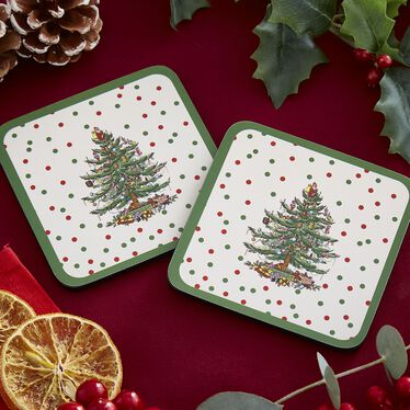 Christmas Tree Polka Dot Coasters Set of 6 Christmas Tree Polka Dot Coasters Set of 6